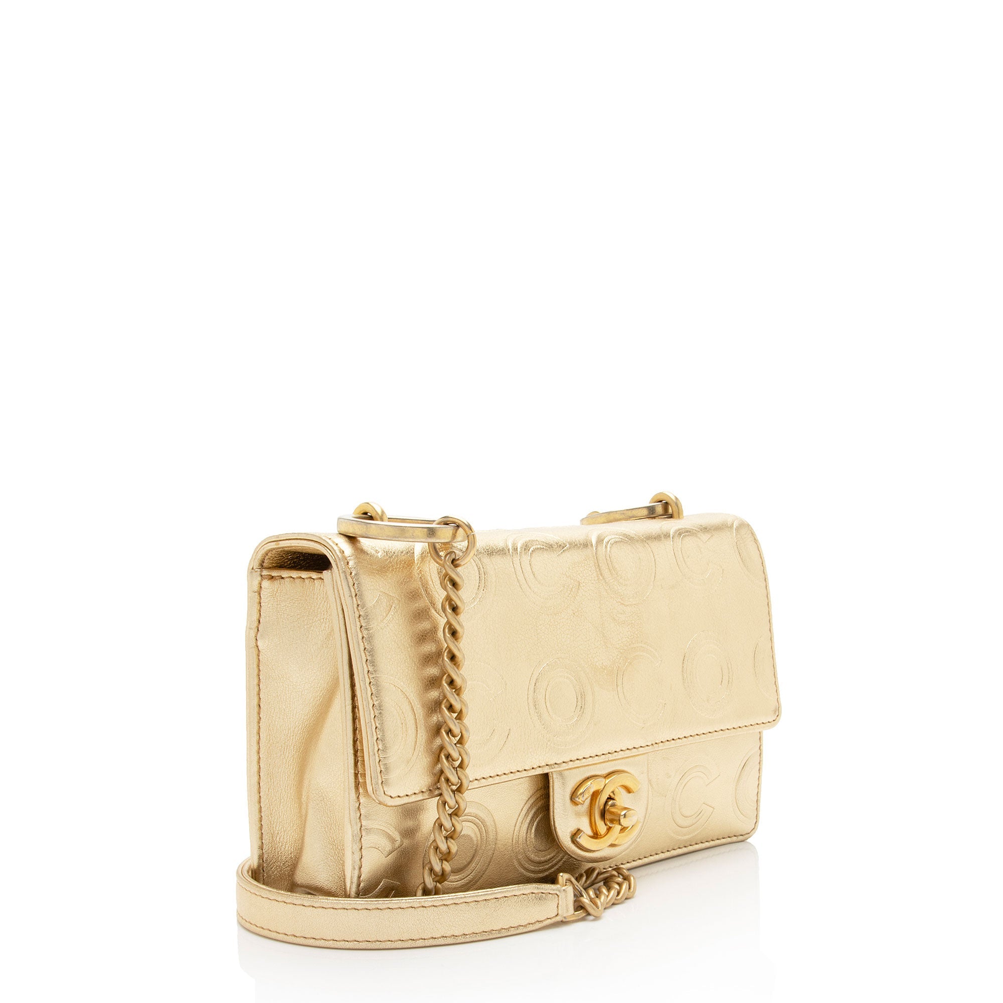 Chanel Metallic Calfskin Embossed Cocallover Flap Shoulder Bag