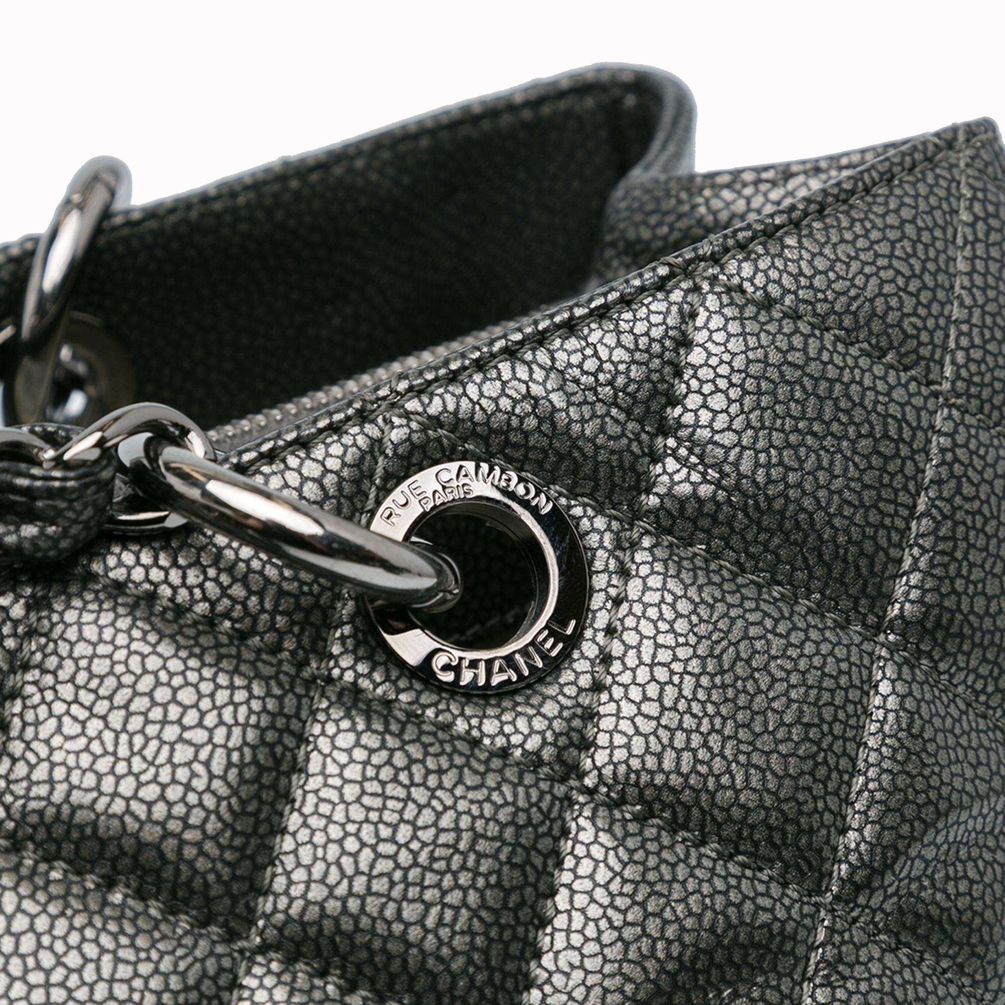 Chanel Metallic Caviar Grand Shopping Tote