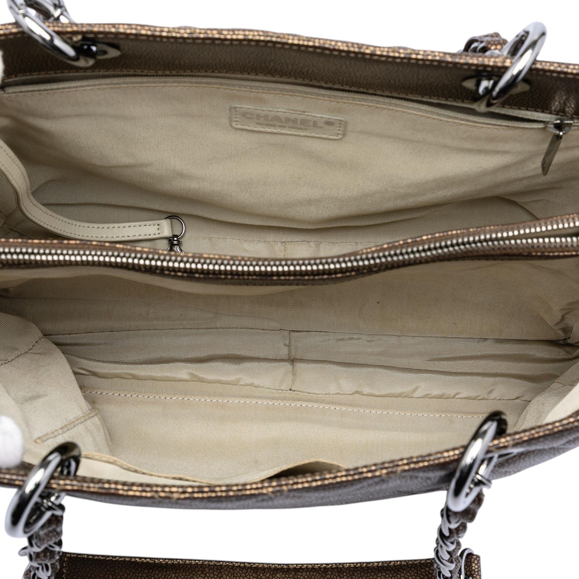 Chanel Metallic Caviar Grand Shopping Tote