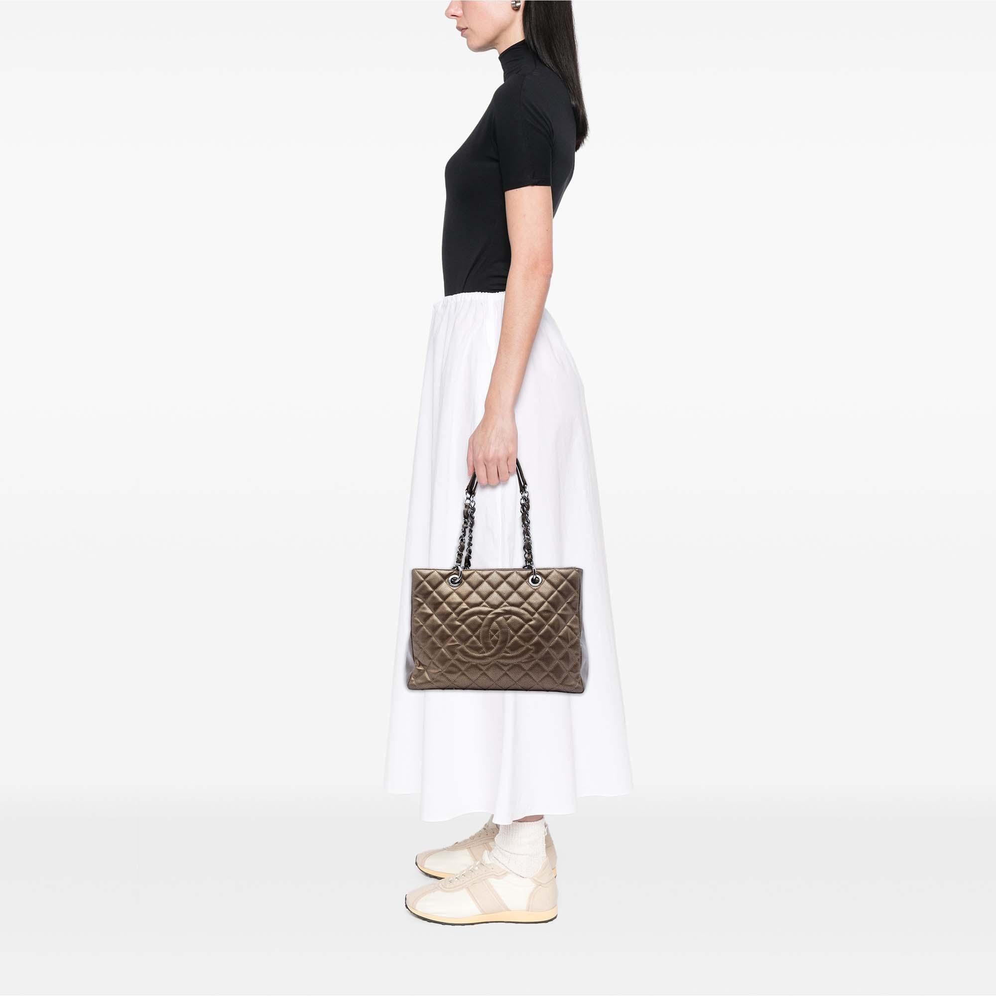 Chanel Metallic Caviar Grand Shopping Tote