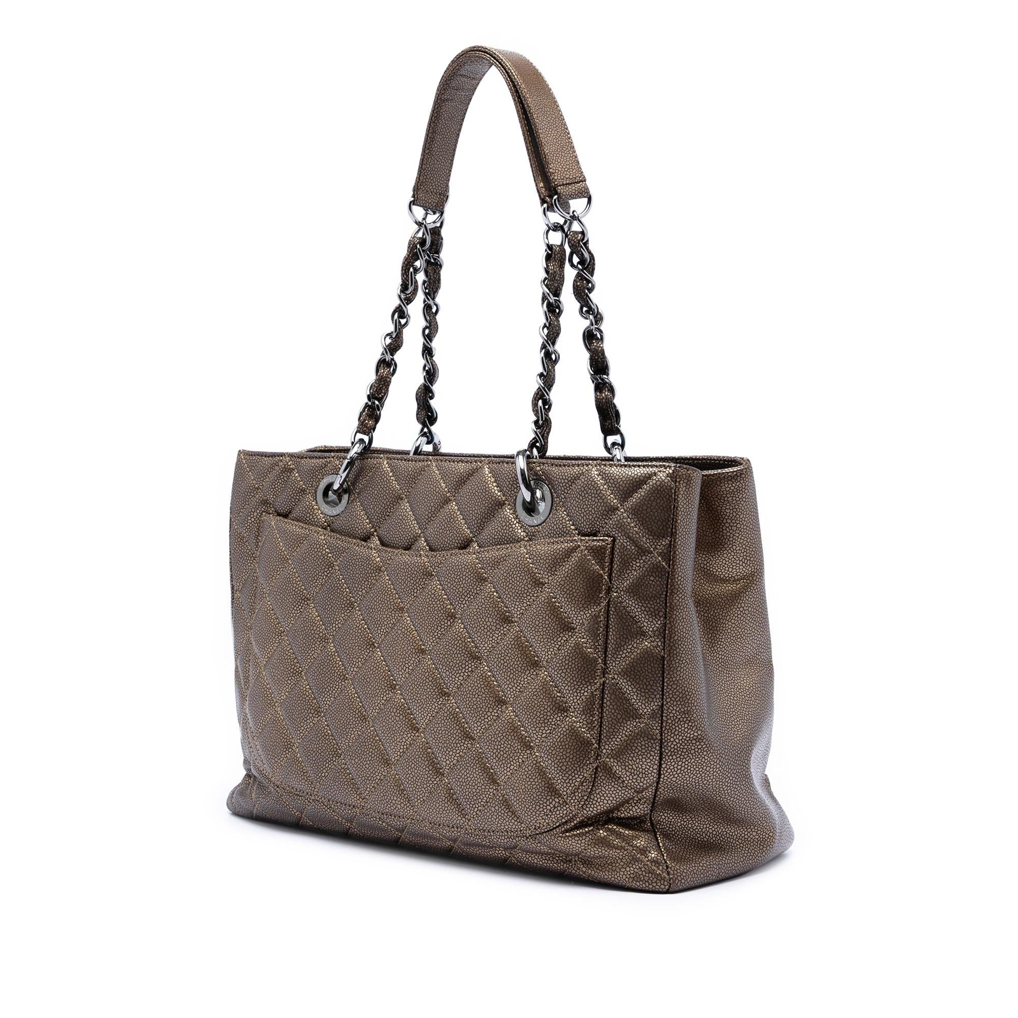 Chanel Metallic Caviar Grand Shopping Tote