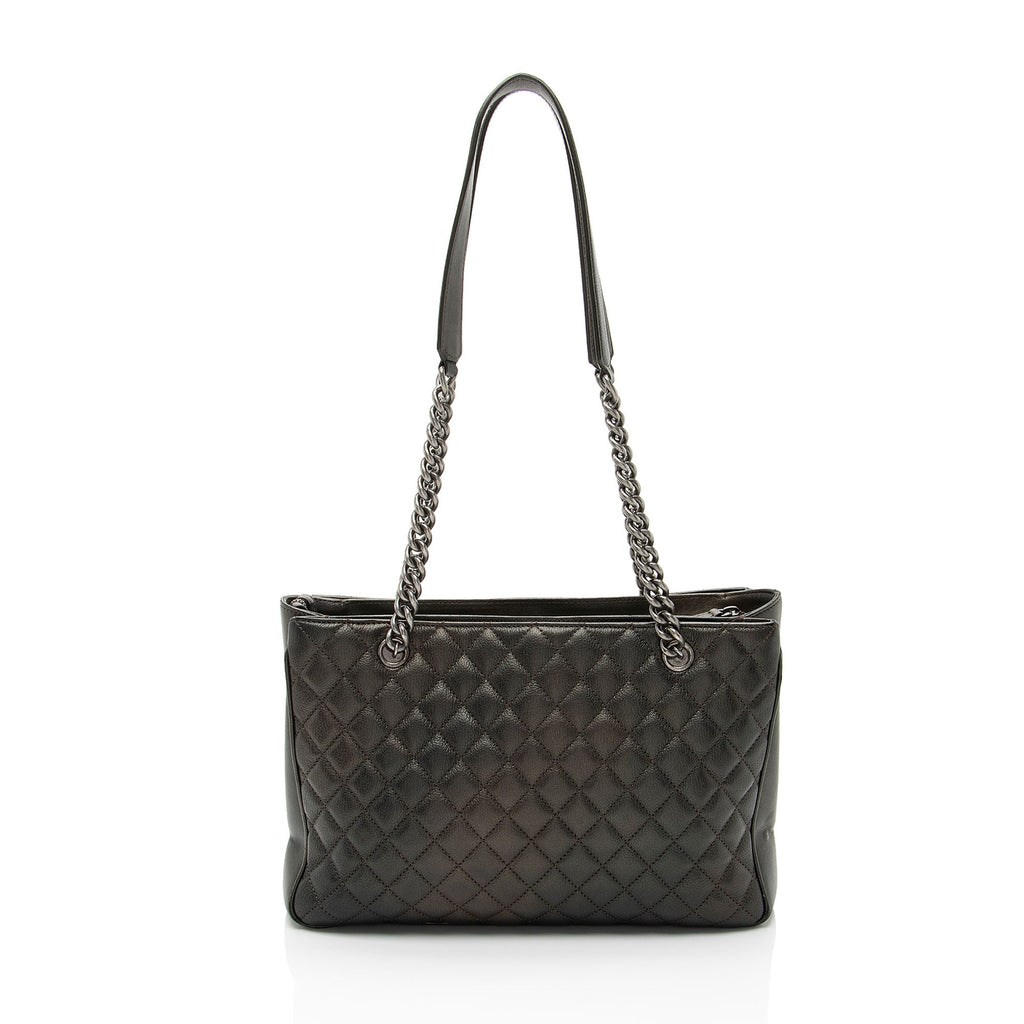 Chanel Metallic Caviar Leather Rock In Rome Medium Tote