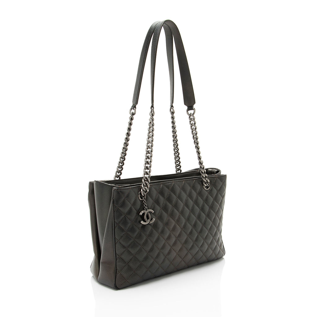 Chanel Metallic Caviar Leather Rock In Rome Medium Tote
