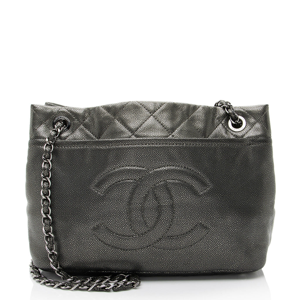 Chanel Metallic Caviar Leather Timeless CC Soft Tote