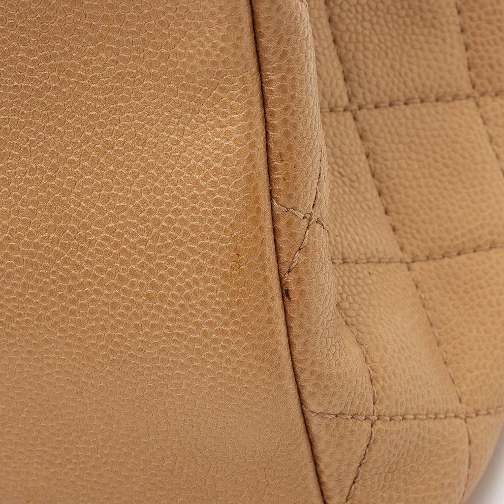 Chanel Metallic Caviar Leather Chain Large Shopping Tote
