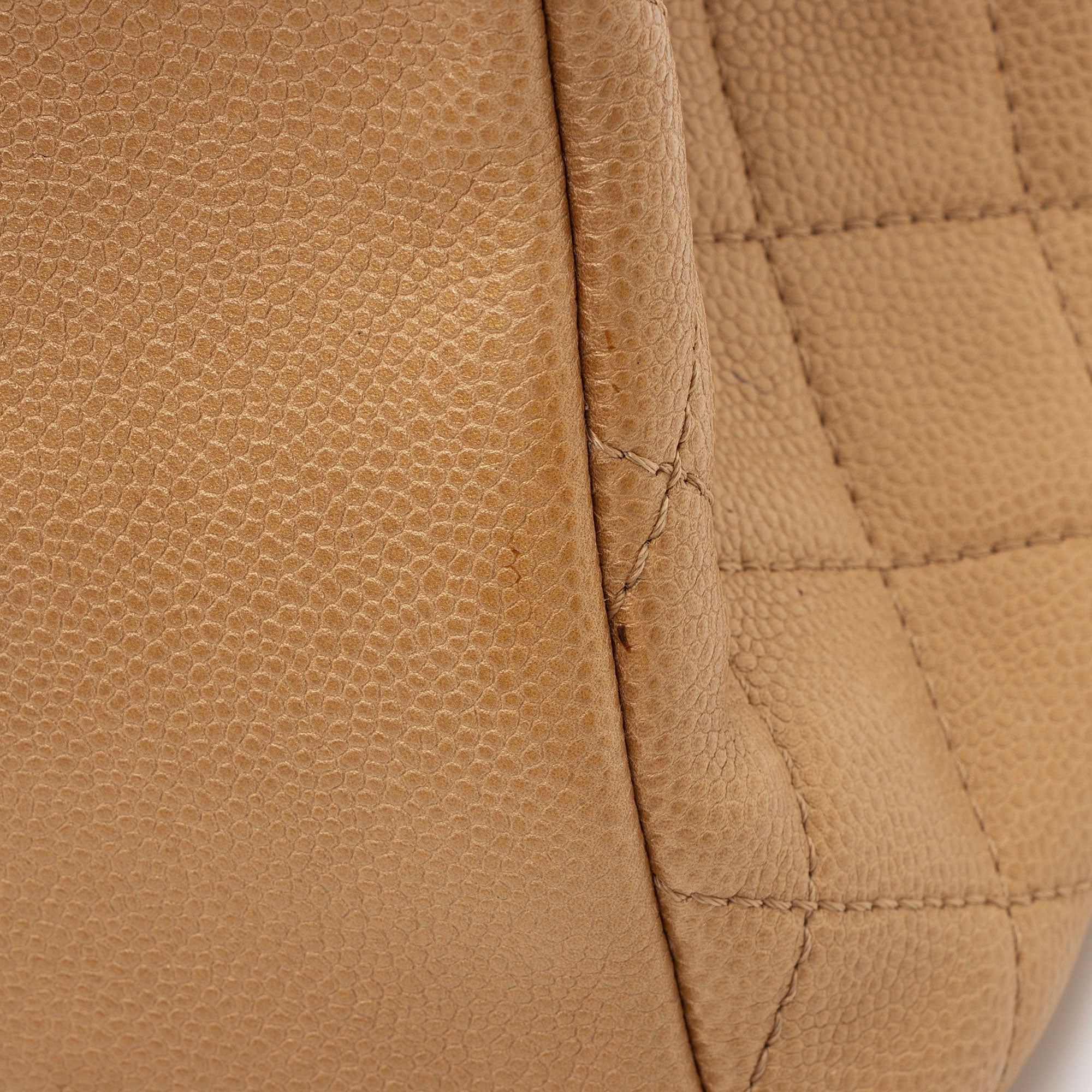 Chanel Metallic Caviar Leather Chain Large Shopping Tote