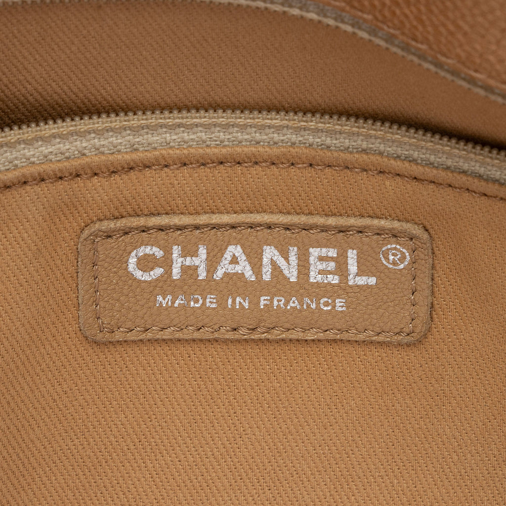 Chanel Metallic Caviar Leather Chain Large Shopping Tote