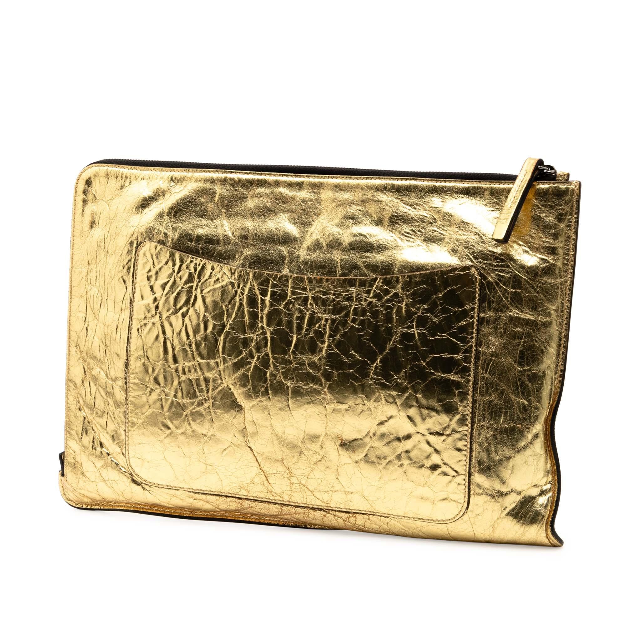 Chanel Metallic Crinkled Calfskin Feministe Mais Feminine Pouch