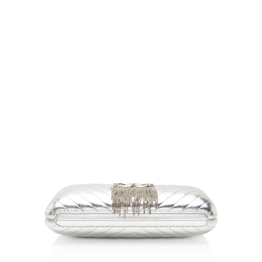 Chanel Metallic Crumpled Lambskin Fringe Clutch