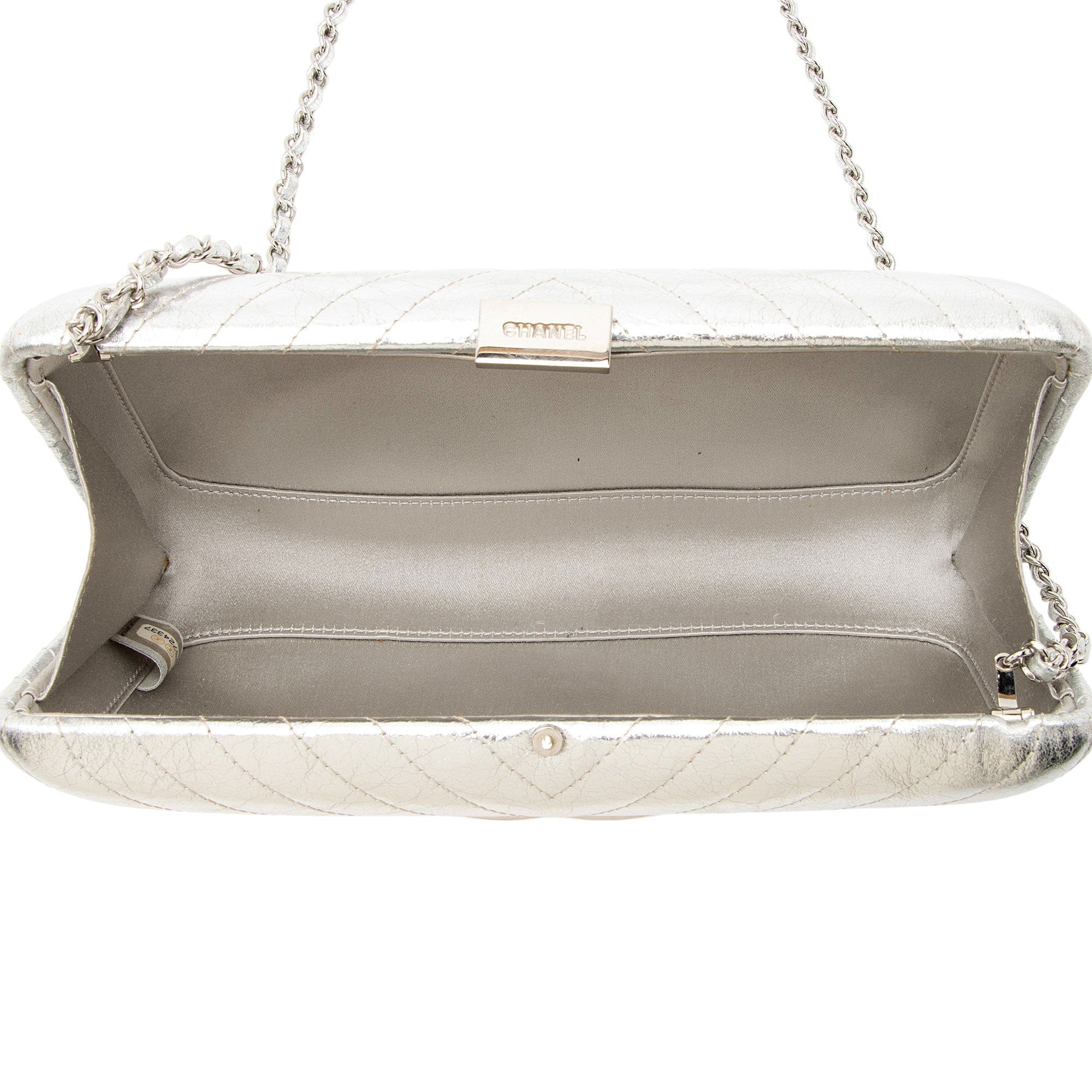 Chanel Metallic Crumpled Lambskin Fringe Clutch