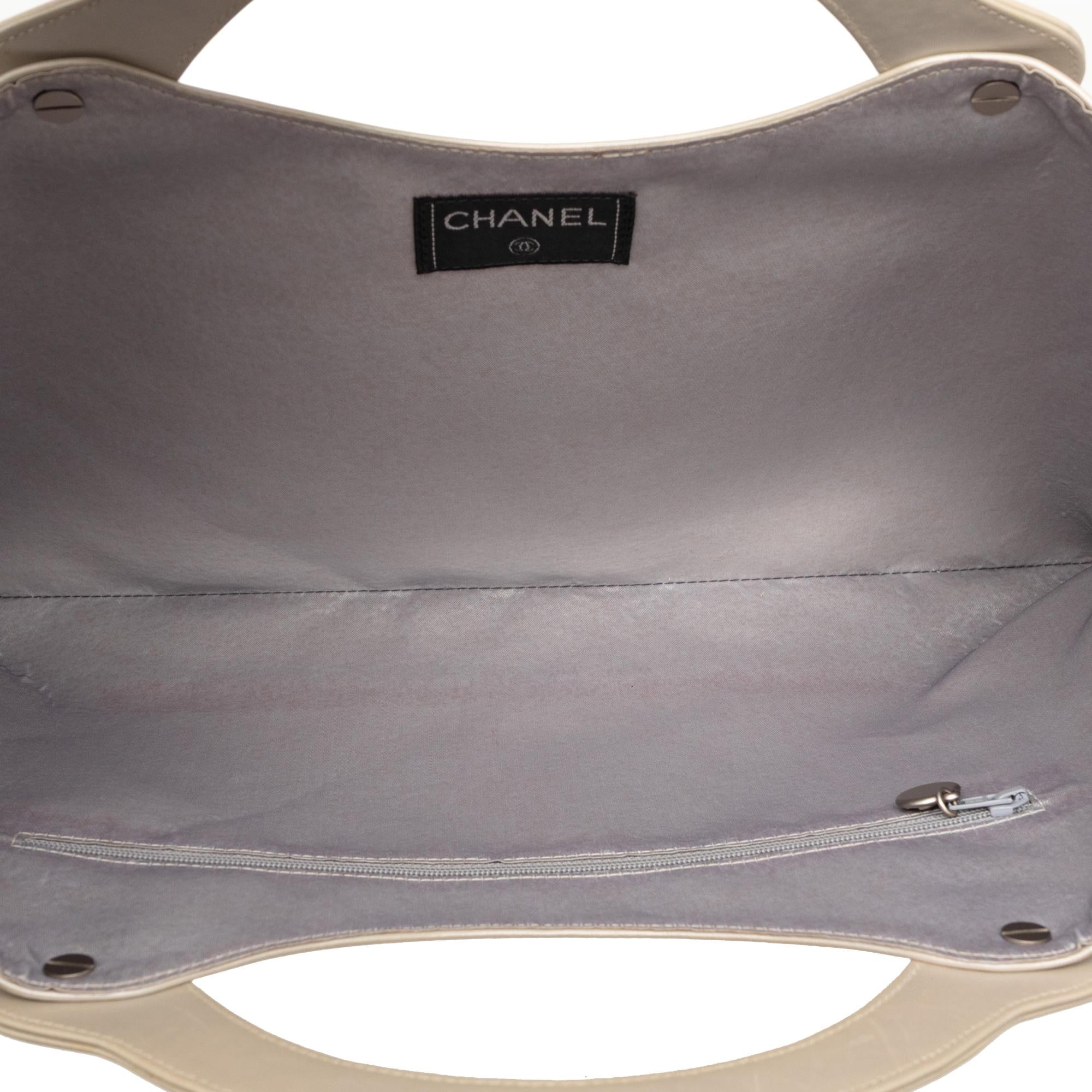 Chanel Metallic Embossed Calfskin Flat Handbag