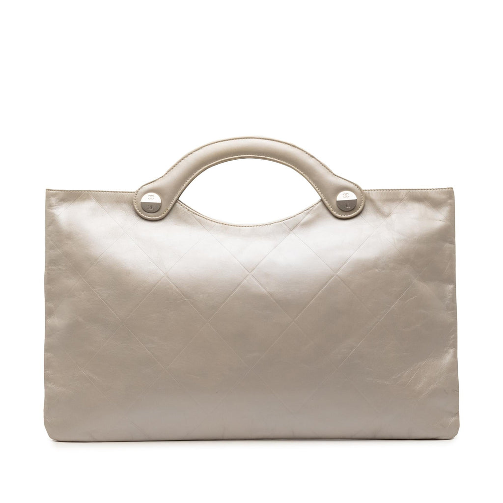 Chanel Metallic Embossed Calfskin Flat Handbag