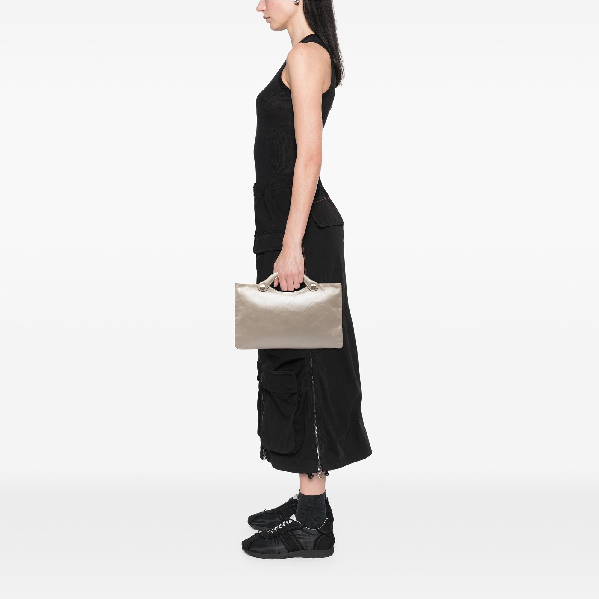 Chanel Metallic Embossed Calfskin Flat Handbag