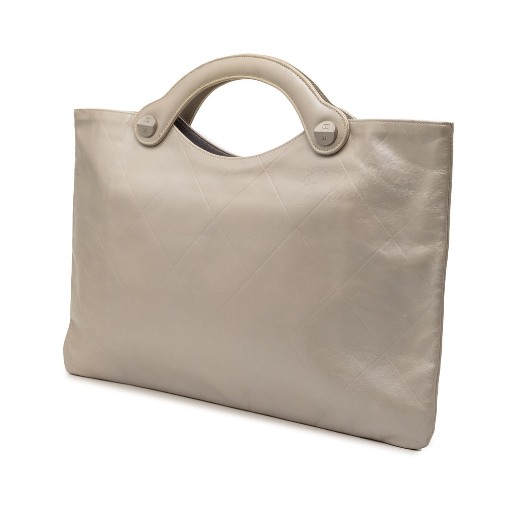 Chanel Metallic Embossed Calfskin Flat Handbag