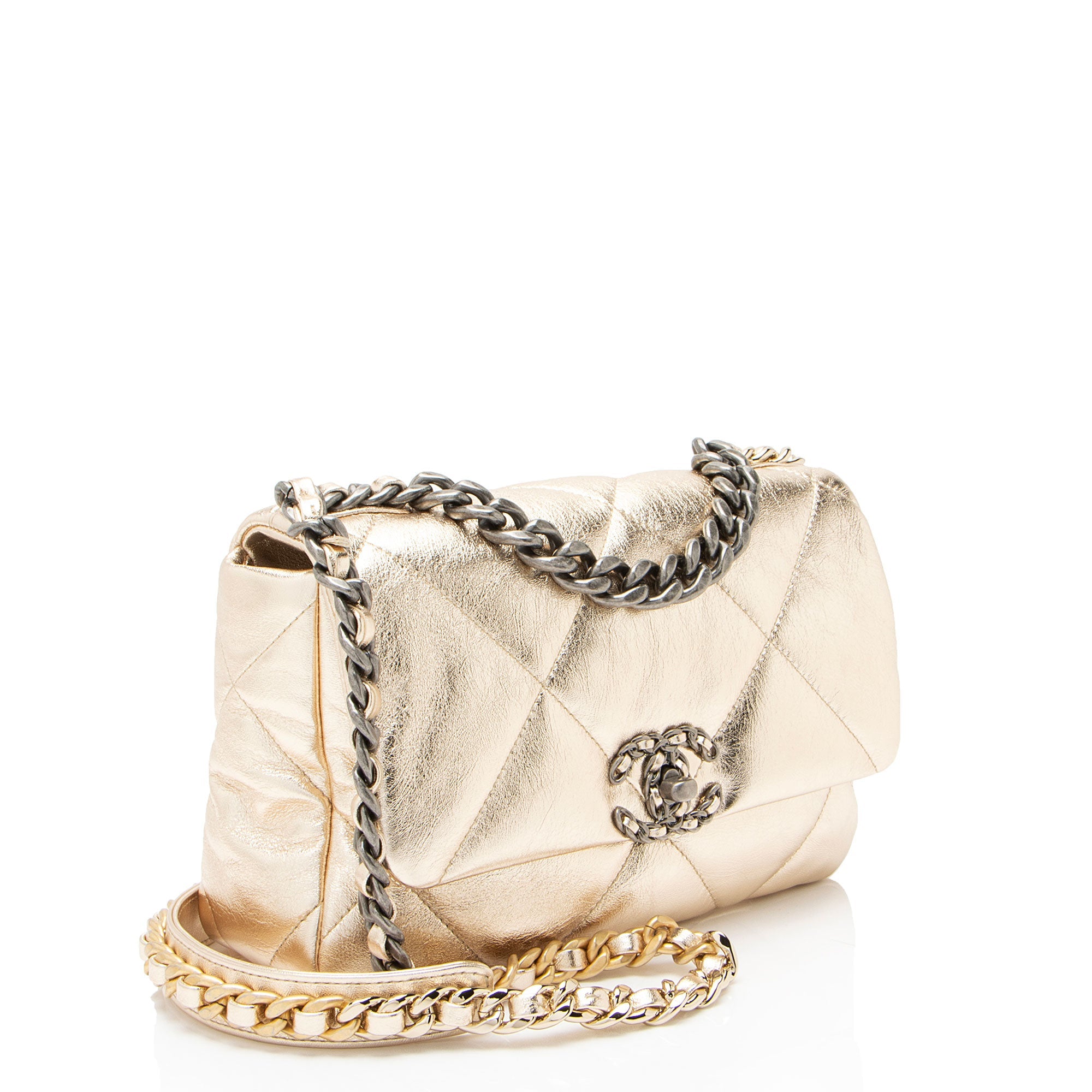Chanel Metallic Lambskin 19 Medium Flap Shoulder Bag