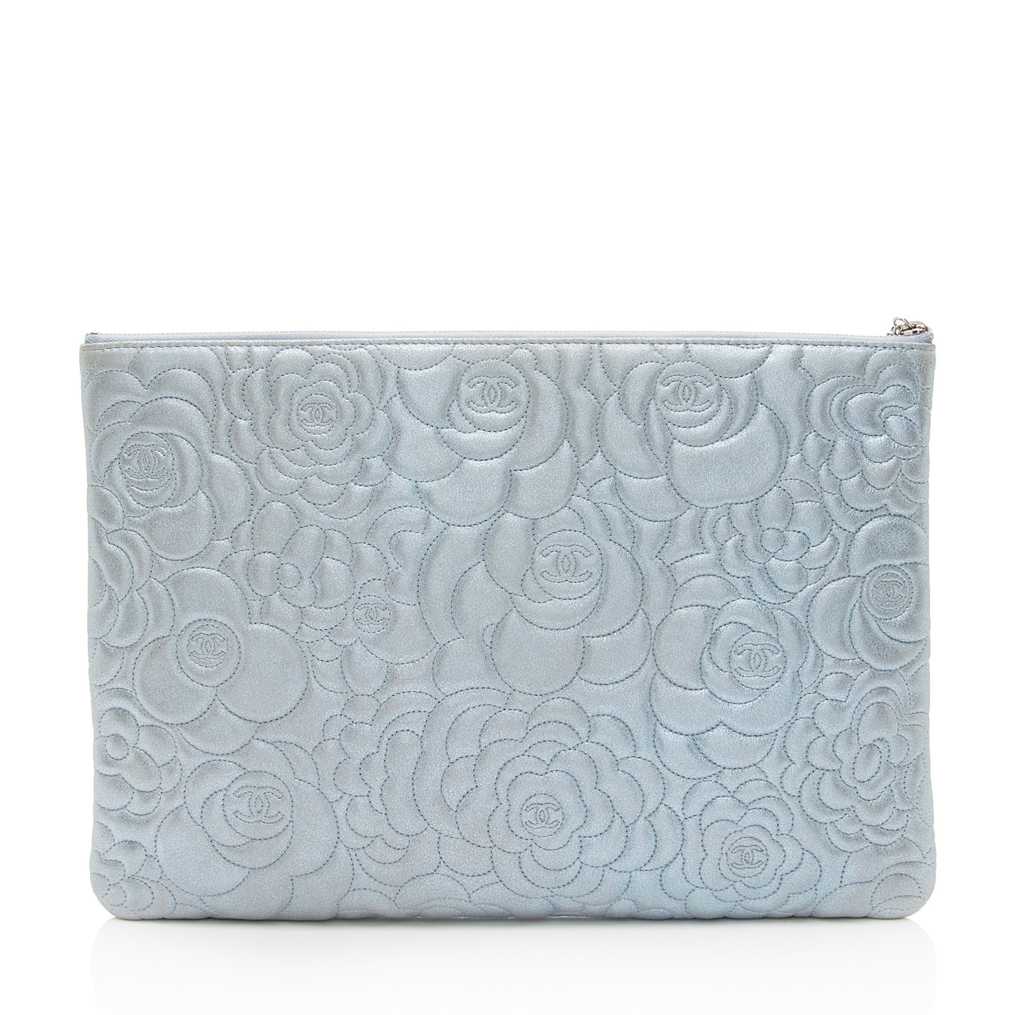 Chanel Metallic Lambskin Camellia Large O-Case