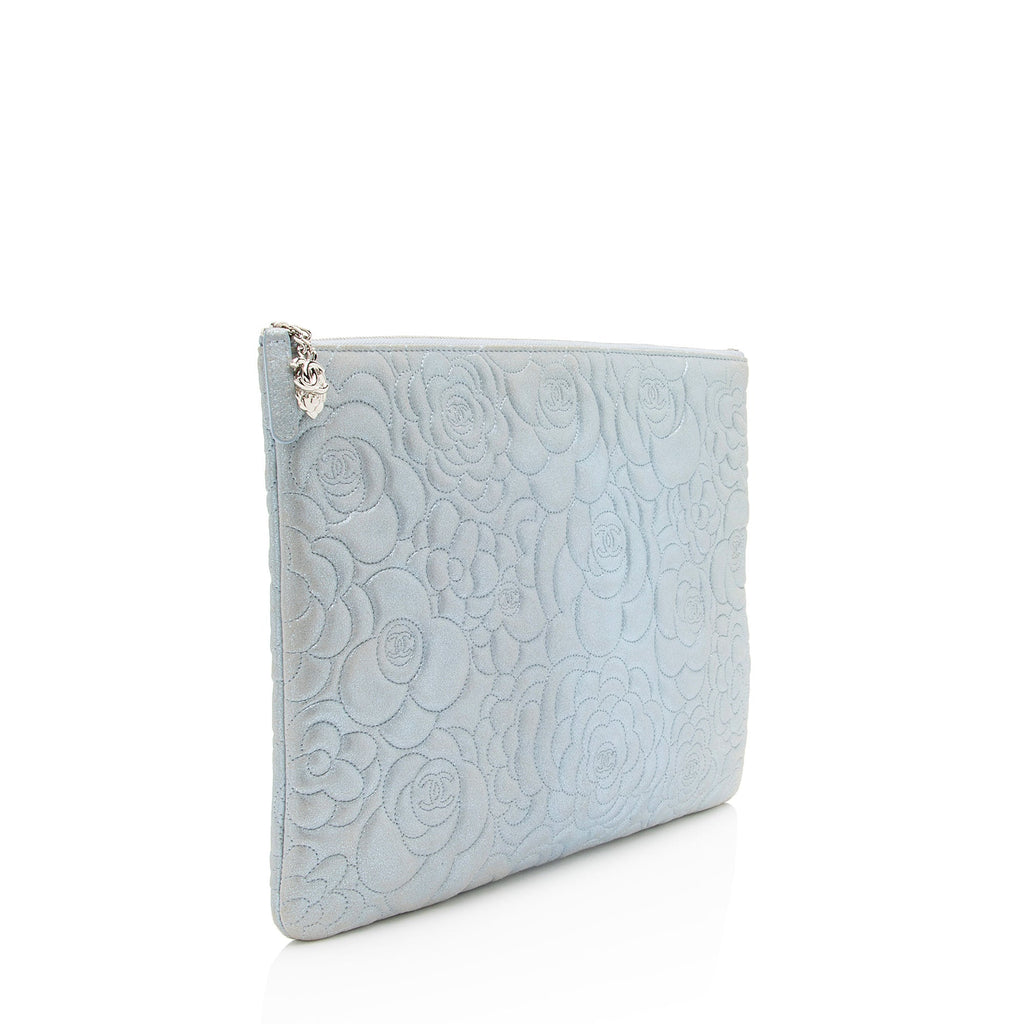 Chanel Metallic Lambskin Camellia Large O-Case