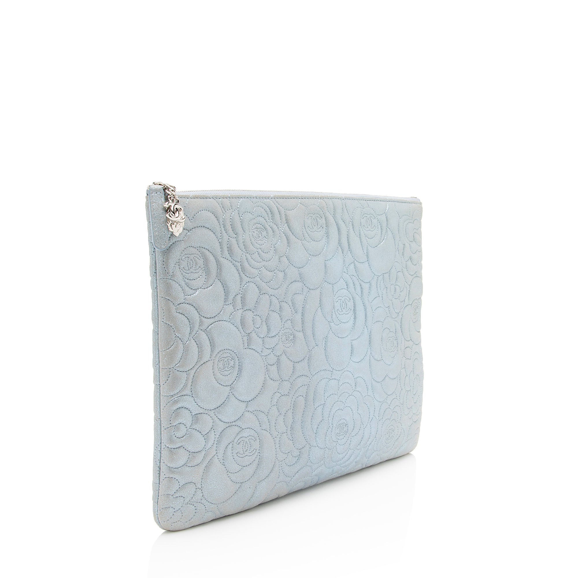 Chanel Metallic Lambskin Camellia Large O-Case