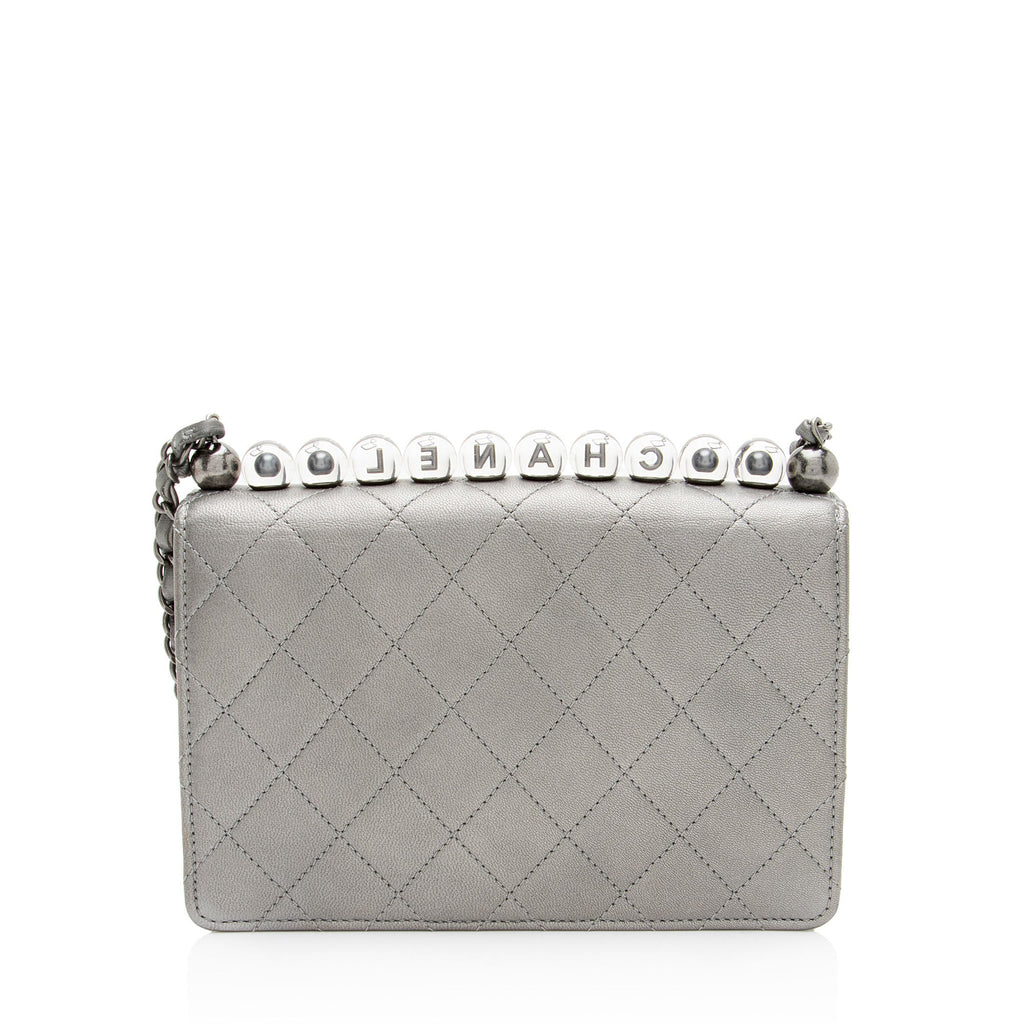 Chanel Metallic Lambskin Chic Pearls Small Flap Bag