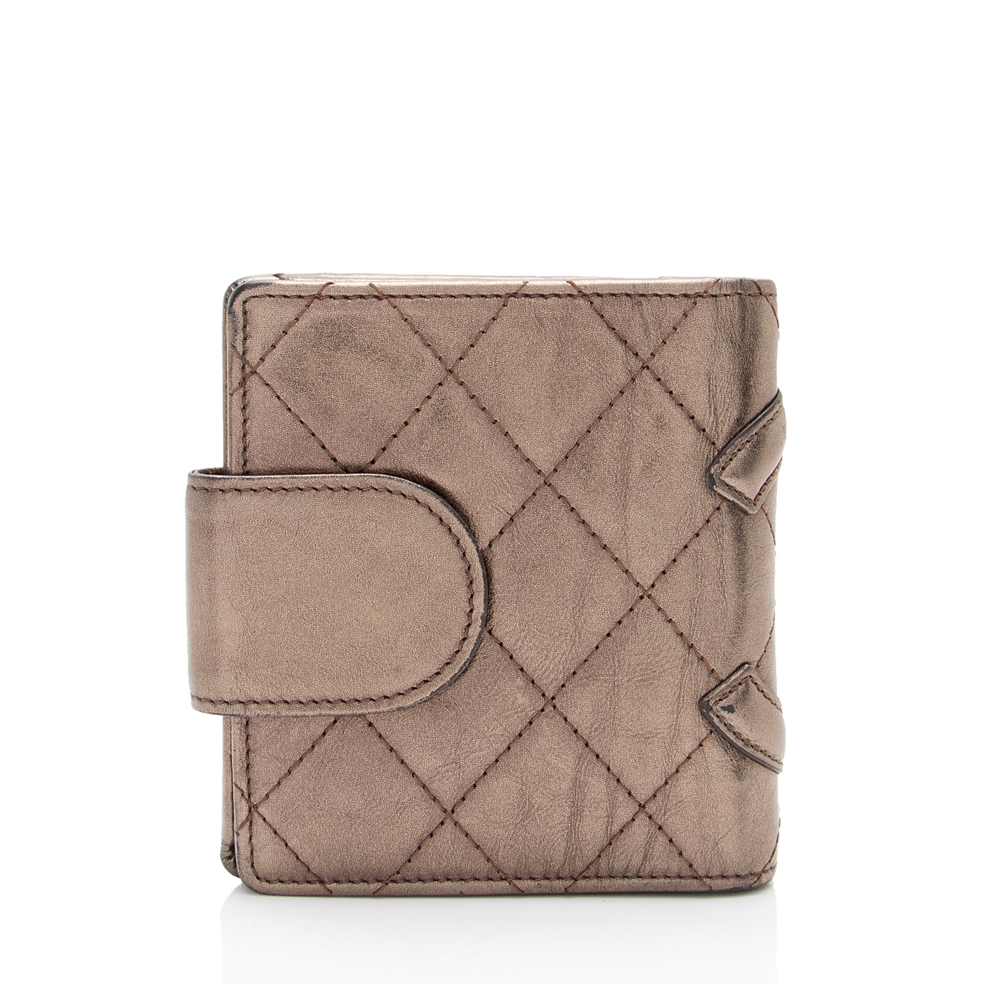 Chanel Metallic Lambskin Ligne Cambon French Purse Wallet (SHF-7hjblw)