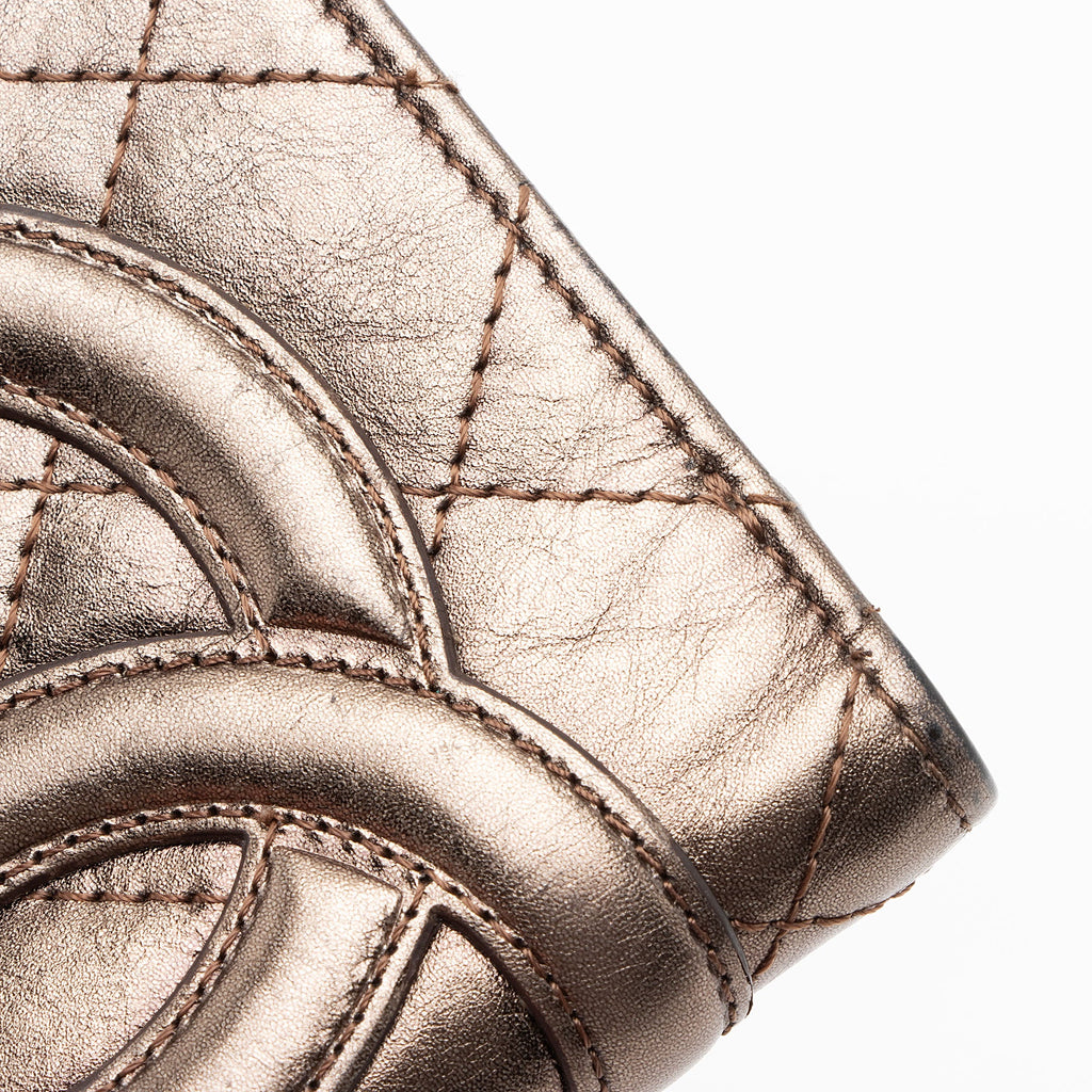 Chanel Metallic Lambskin Ligne Cambon French Purse Wallet (SHF-7hjblw)