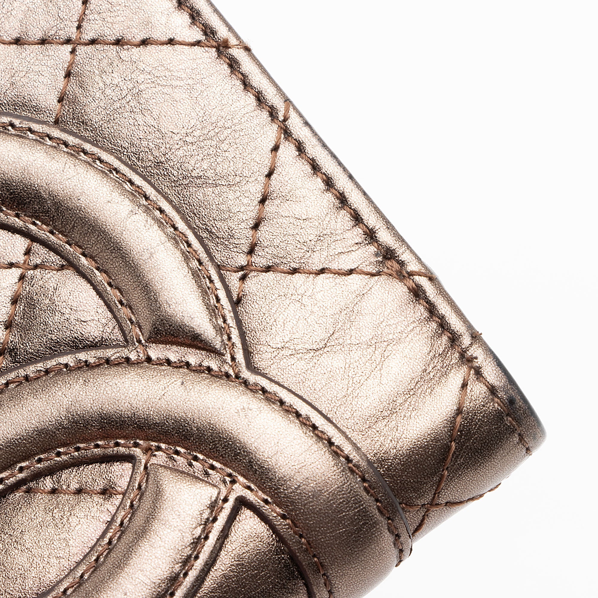 Chanel Metallic Lambskin Ligne Cambon French Purse Wallet (SHF-7hjblw)