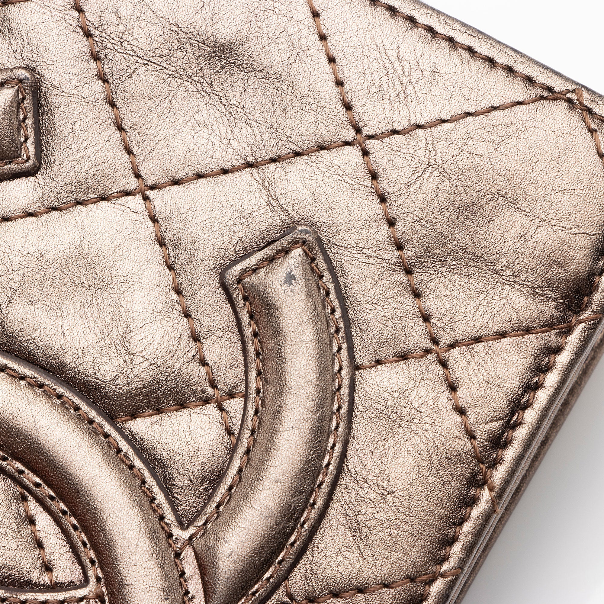 Chanel Metallic Lambskin Ligne Cambon French Purse Wallet (SHF-7hjblw)