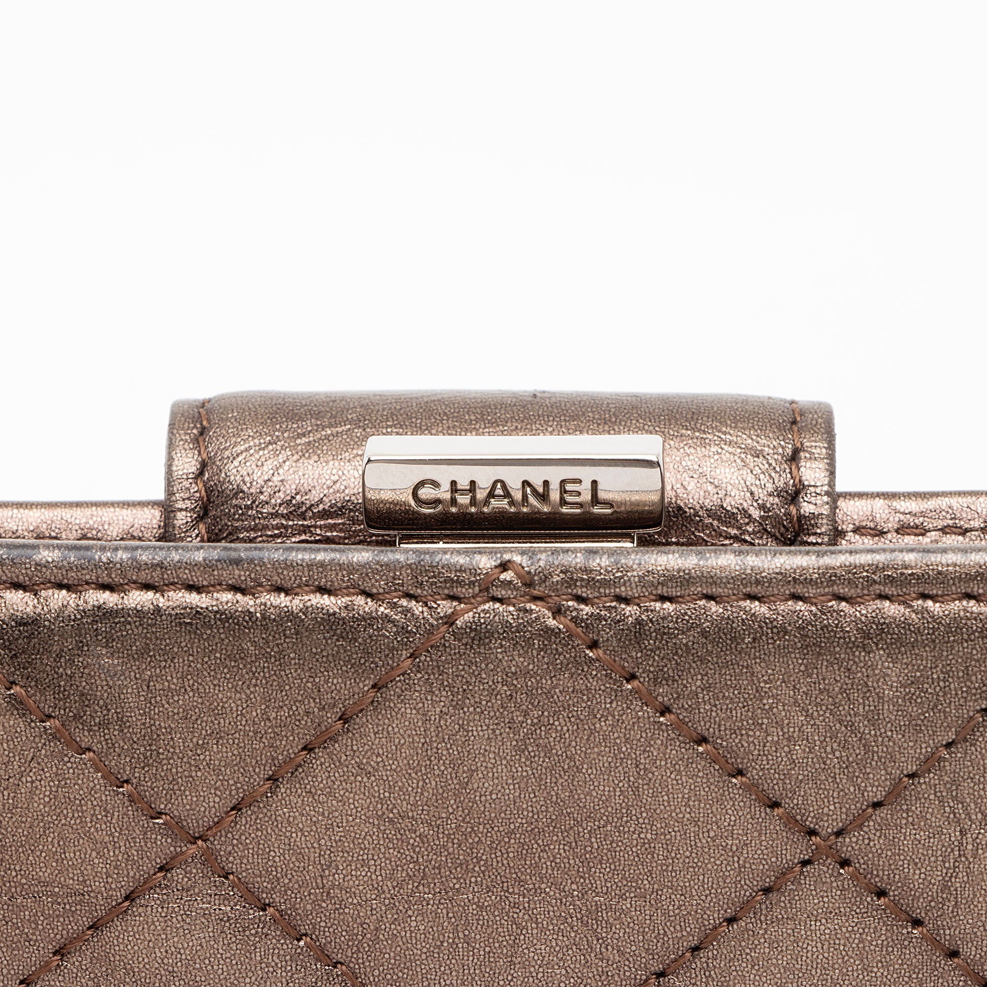 Chanel Metallic Lambskin Ligne Cambon French Purse Wallet (SHF-7hjblw)