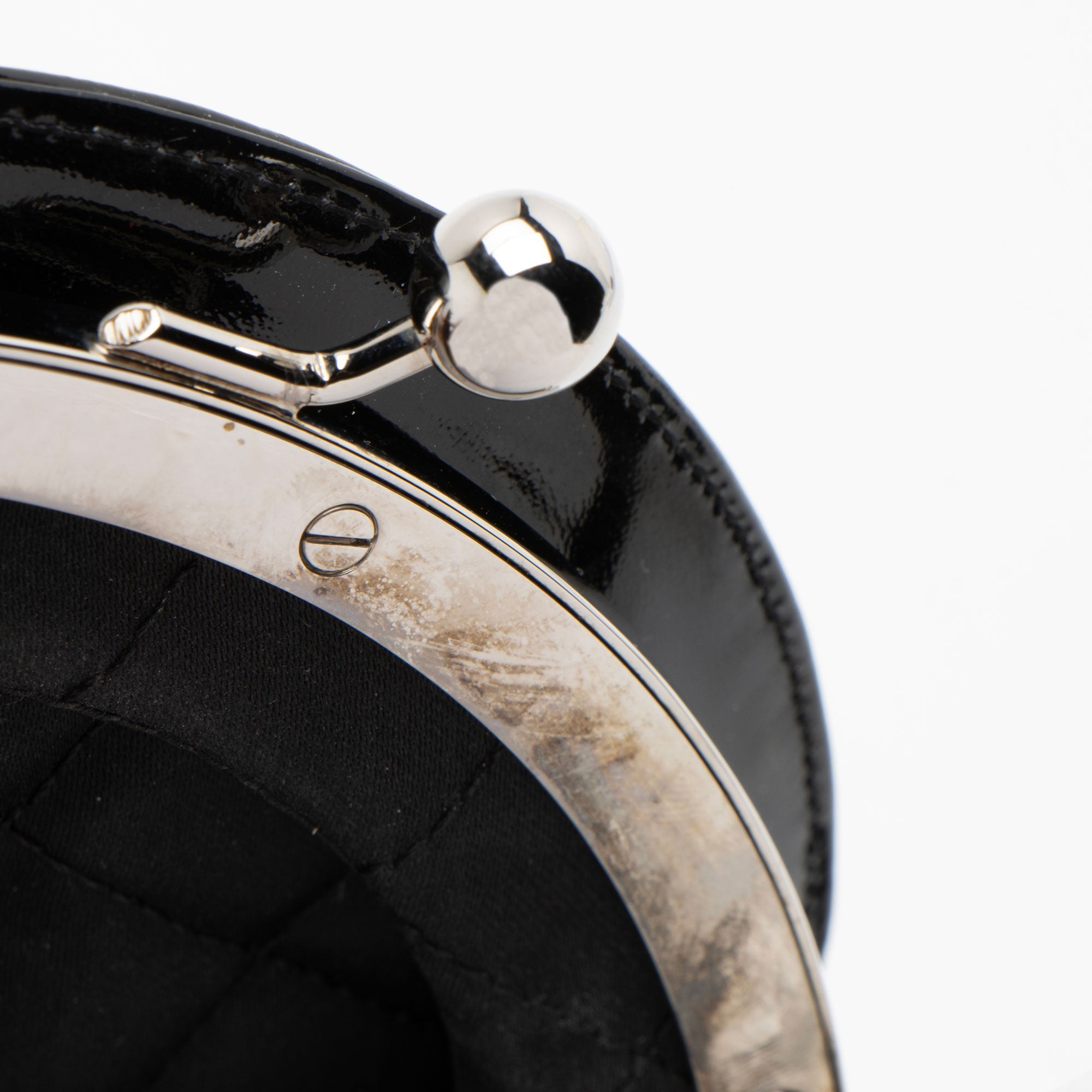 Chanel Metallic Lambskin Patent Leather Double Circle Clutch