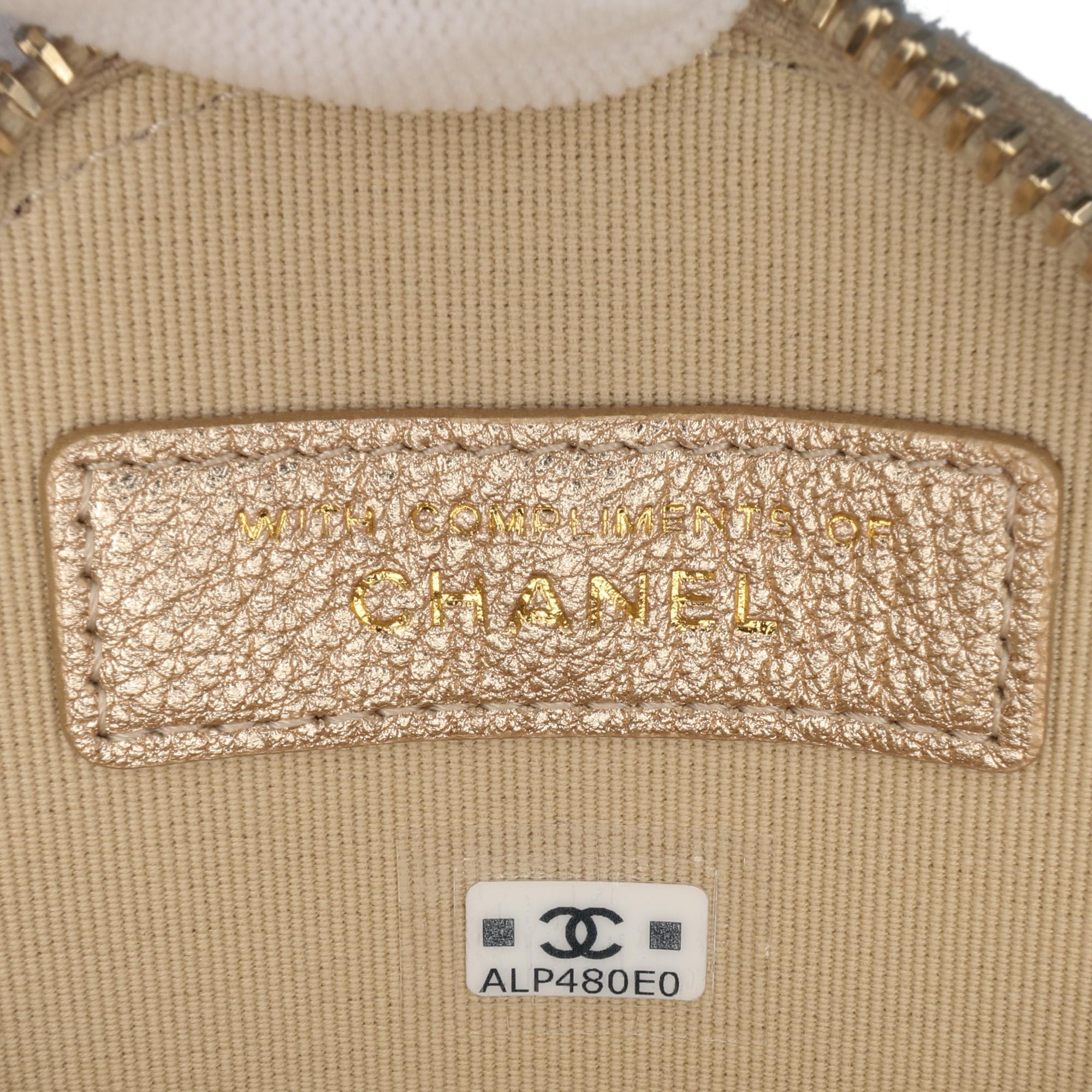 Chanel Metallic Lambskin Round Clip On Coin Purse and AirPods Case