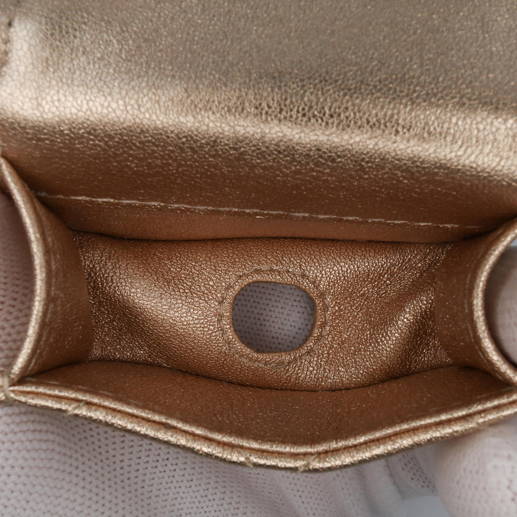 Chanel Metallic Lambskin Round Clip On Coin Purse and AirPods Case