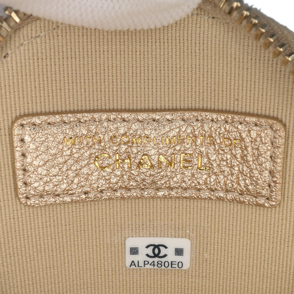 Chanel Metallic Lambskin Round Clip On Coin Purse and AirPods Case