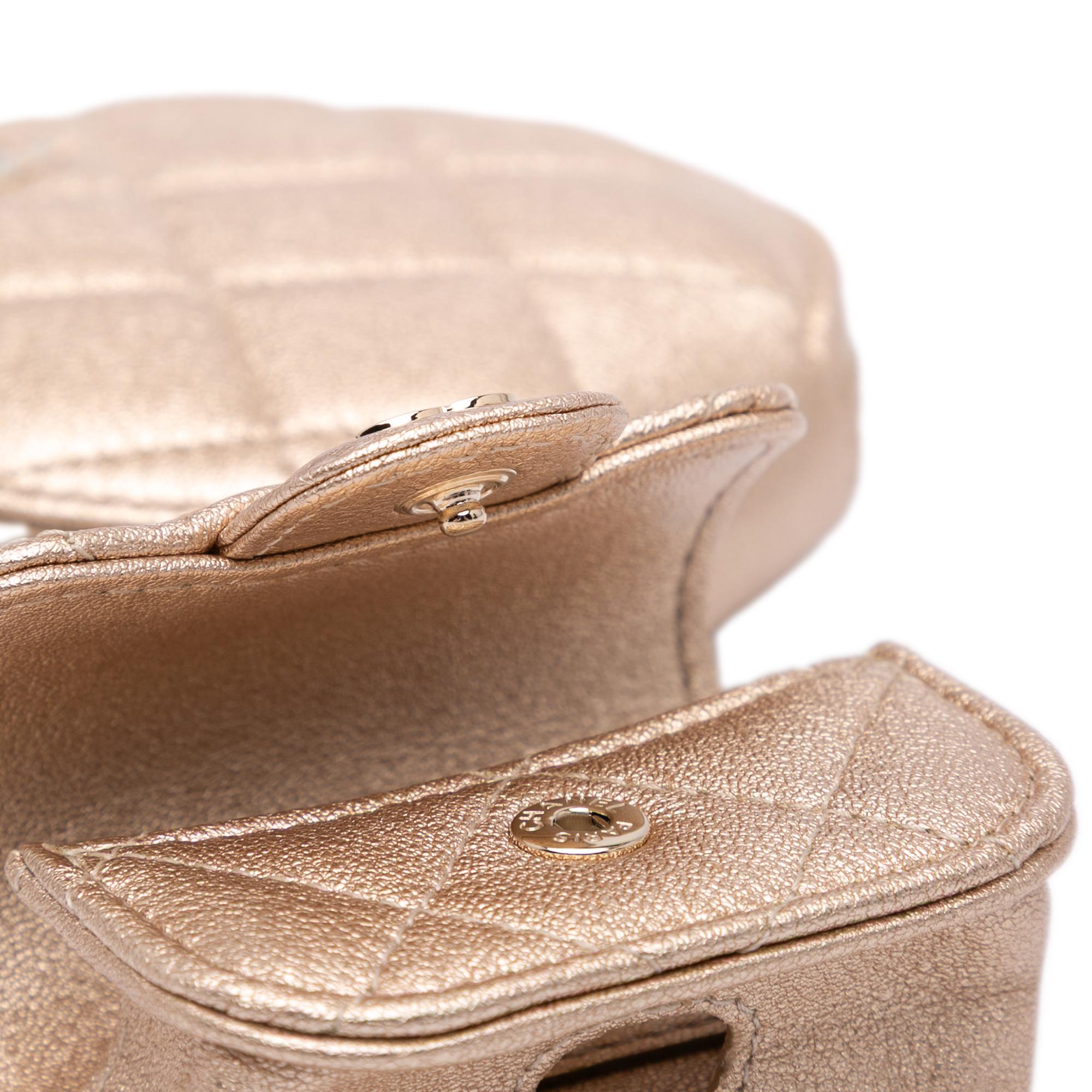 Chanel Metallic Lambskin Round Clip On Coin Purse and AirPods Case