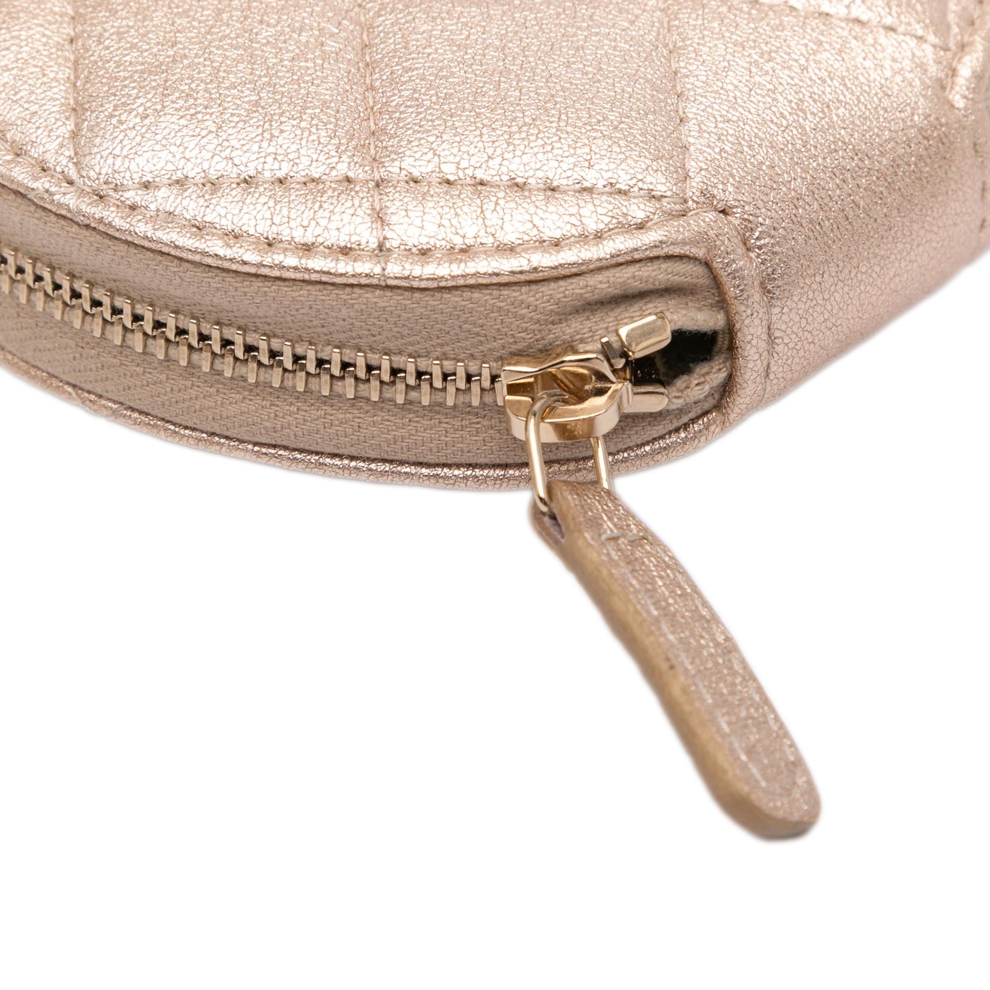 Chanel Metallic Lambskin Round Clip On Coin Purse and AirPods Case