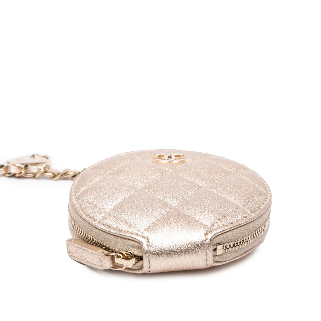 Chanel Metallic Lambskin Round Coin Purse and AirPods Case