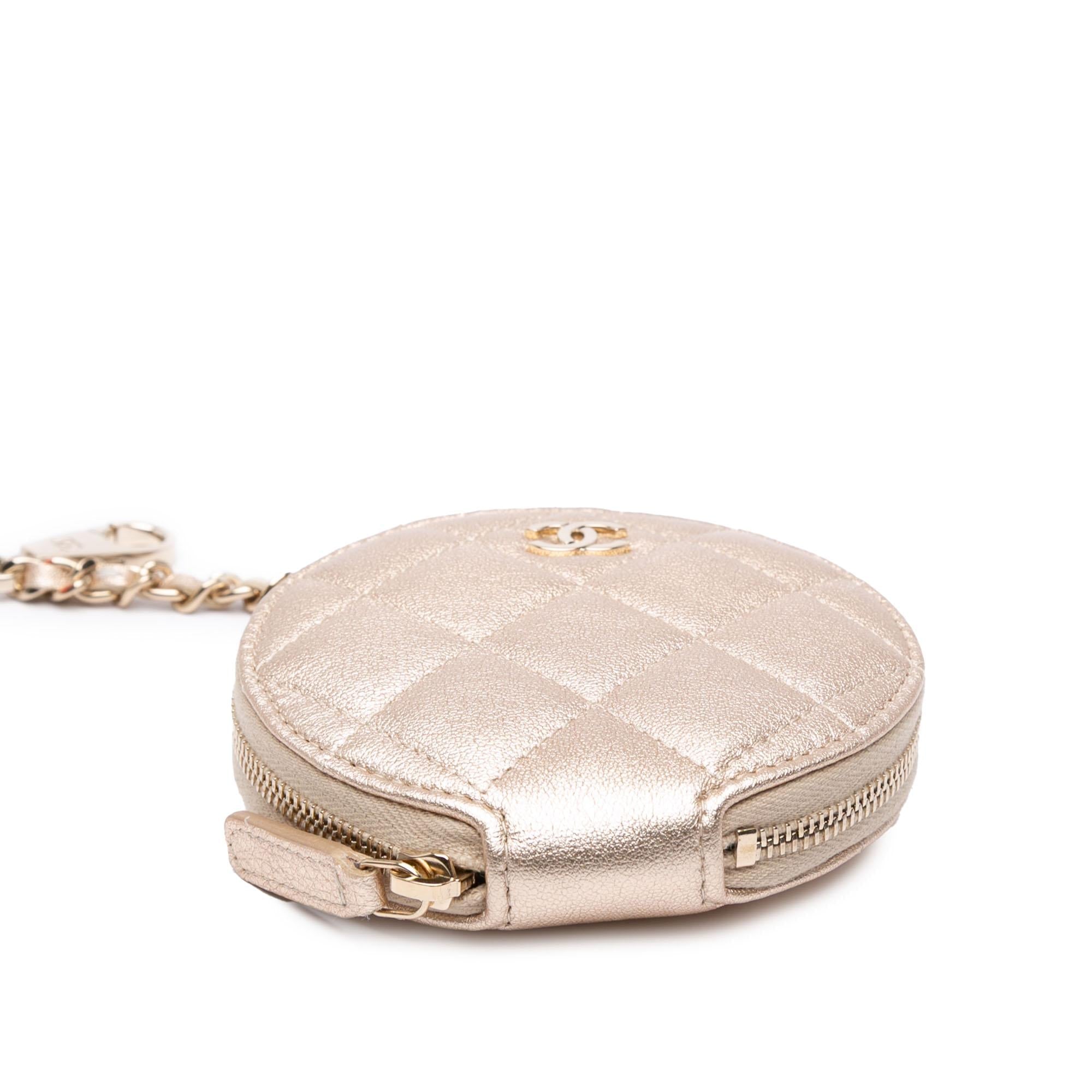 Chanel Metallic Lambskin Round Coin Purse and AirPods Case