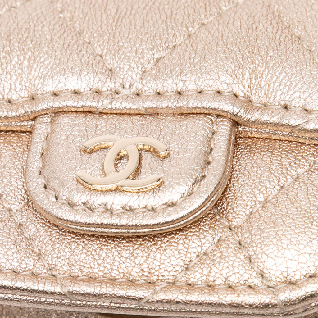 Chanel Metallic Lambskin Round Coin Purse and AirPods Case