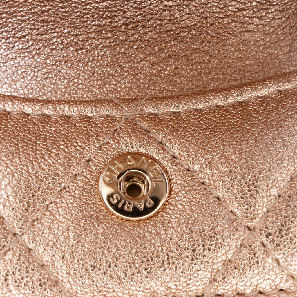 Chanel Metallic Lambskin Round Coin Purse and AirPods Case