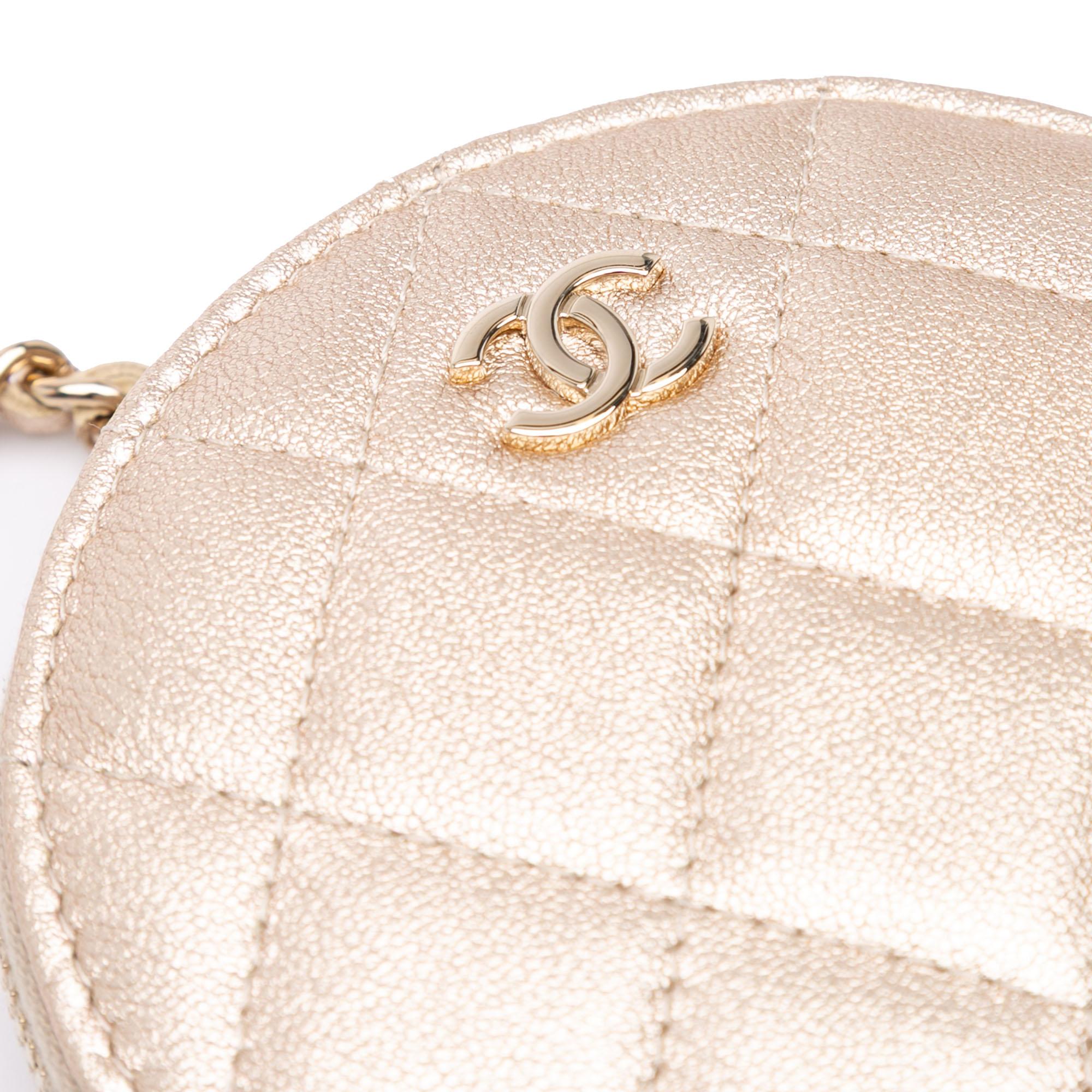 Chanel Metallic Lambskin Round Coin Purse and AirPods Case