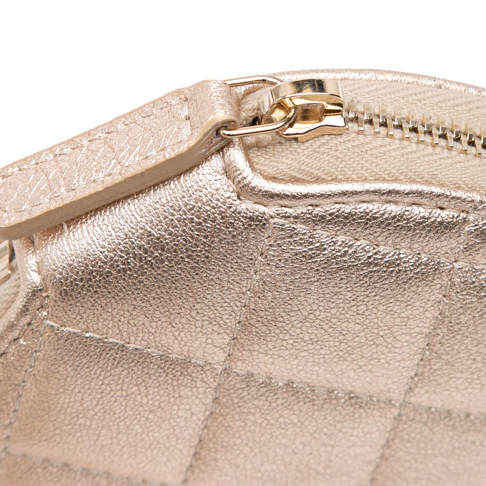 Chanel Metallic Lambskin Round Coin Purse and AirPods Case