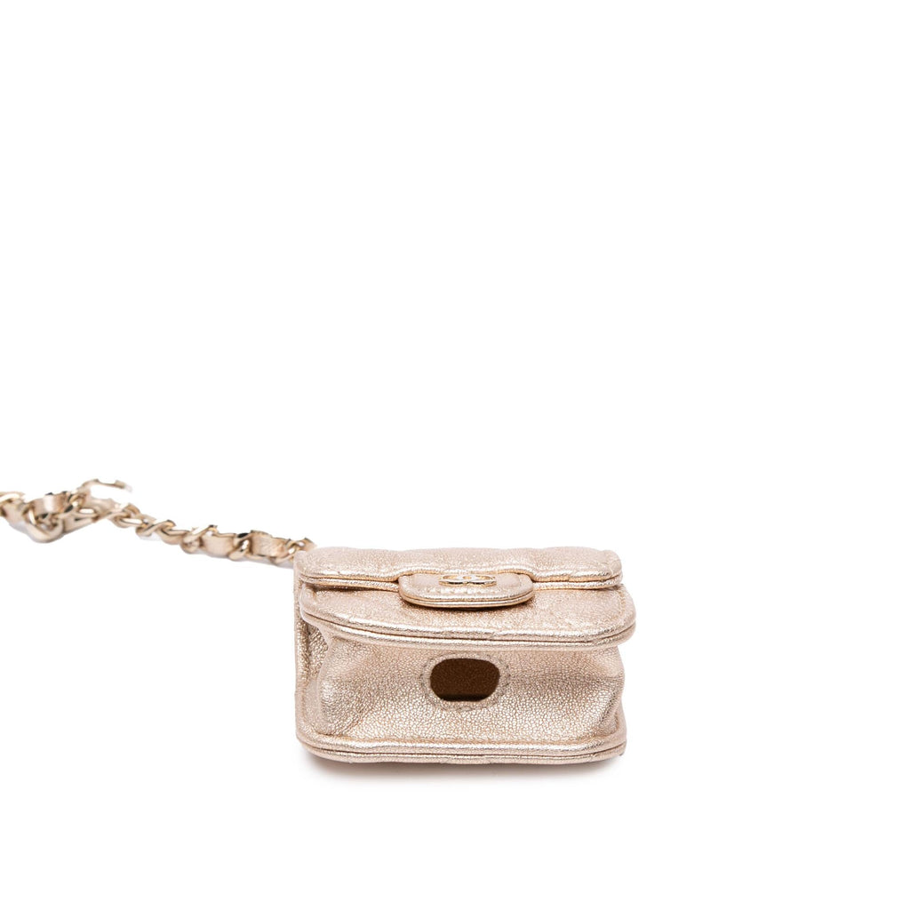 Chanel Metallic Lambskin Round Coin Purse and AirPods Case