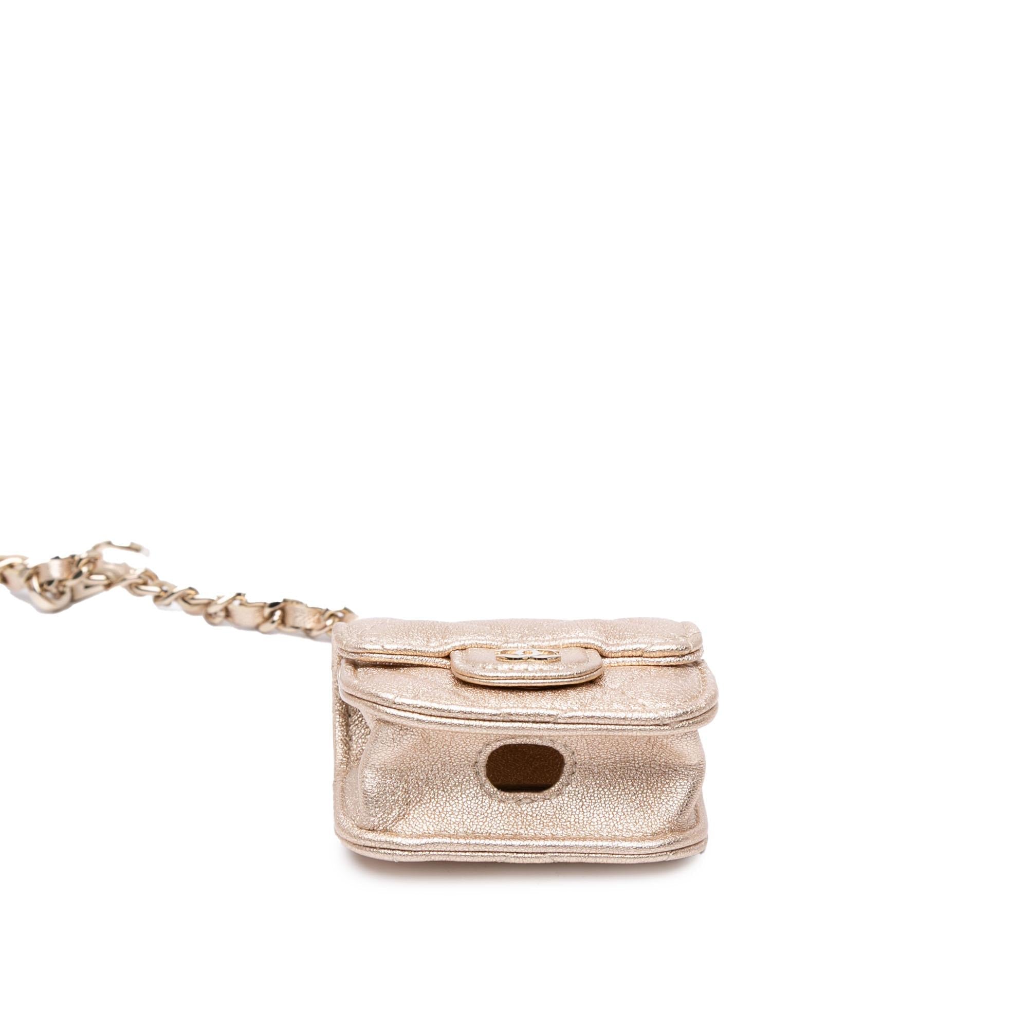 Chanel Metallic Lambskin Round Coin Purse and AirPods Case