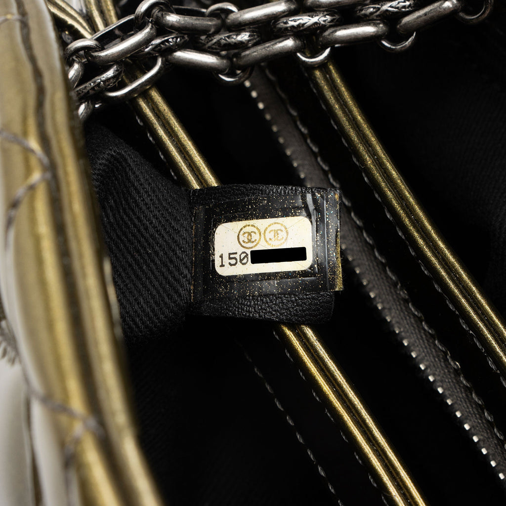 Chanel Metallic Patent Leather Just Mademoiselle Bowler Bag (SHF-9cE7hE)