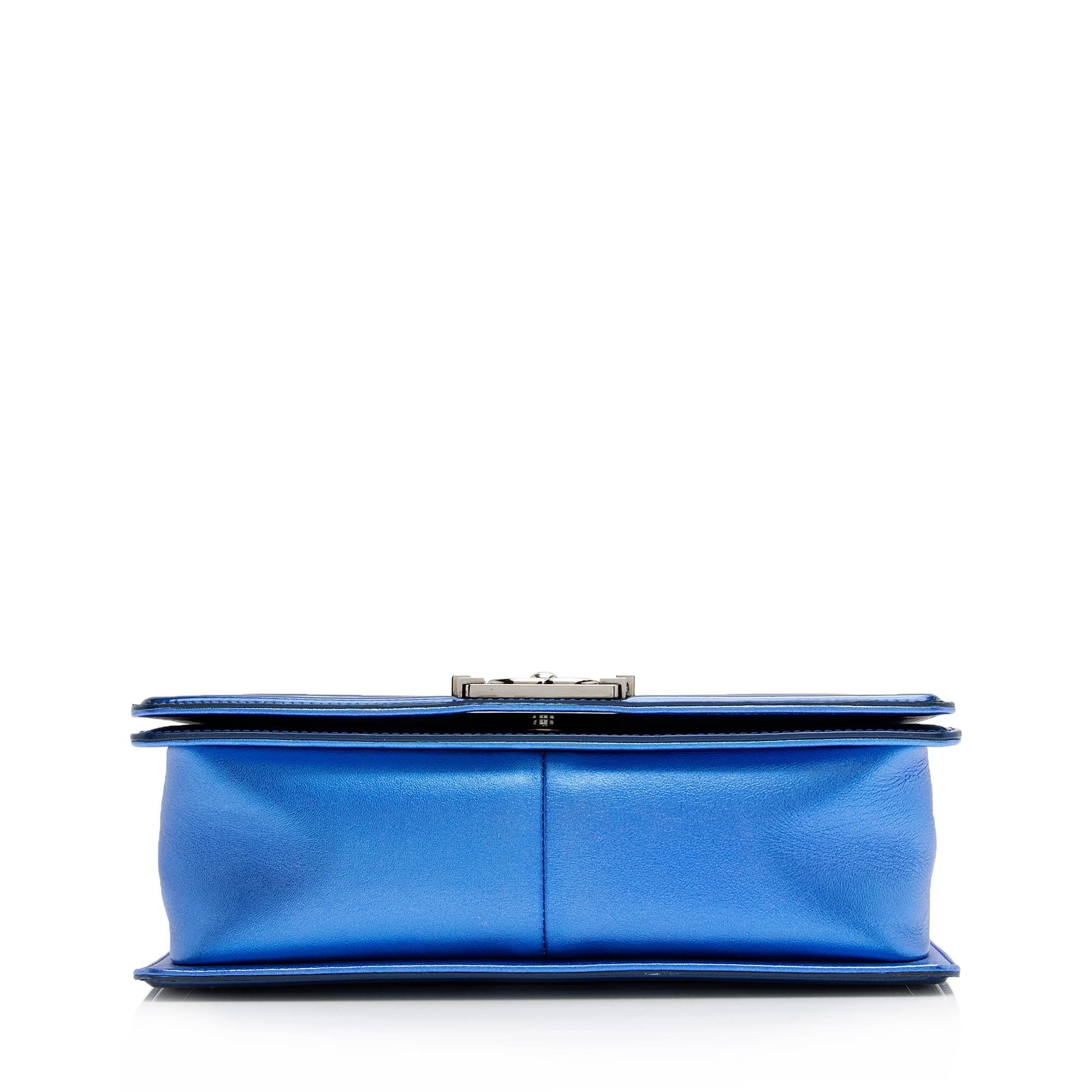 Chanel Metallic Patent Leather Old Medium Boy Bag