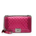 Chanel Metallic Patent Leather Old Medium Boy Bag (SHF-4CHT2N)