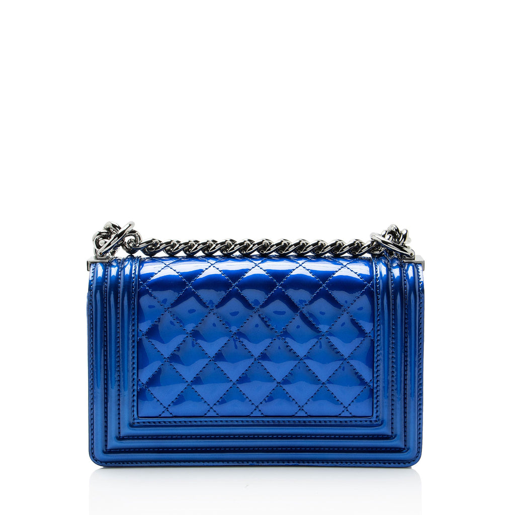 Chanel Metallic Patent Leather Small Boy Bag