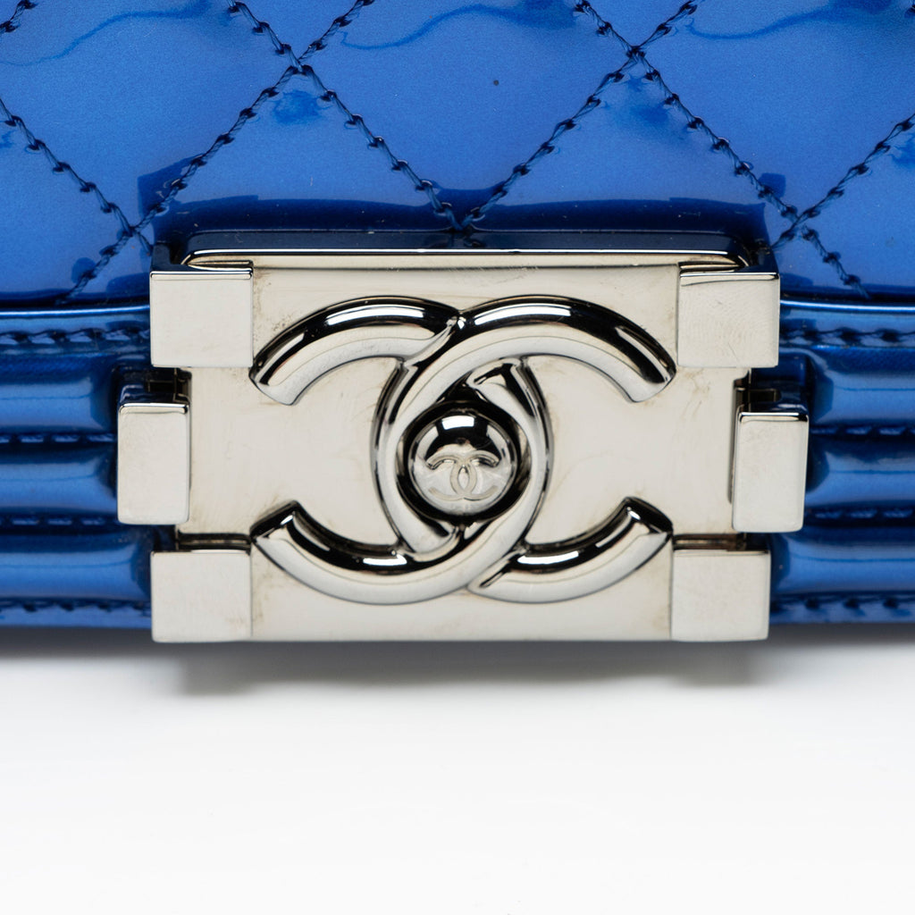 Chanel Metallic Patent Leather Small Boy Bag