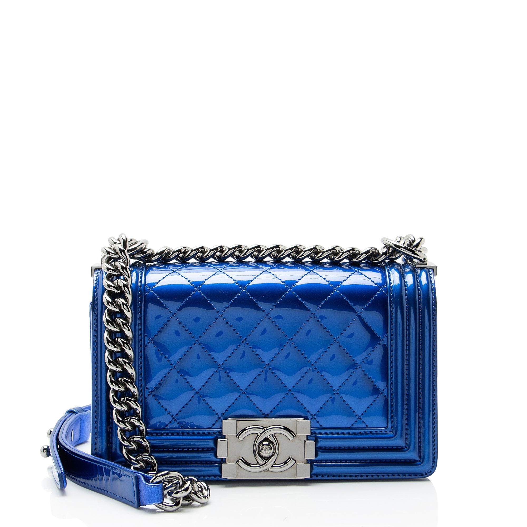Chanel Metallic Patent Leather Small Boy Bag