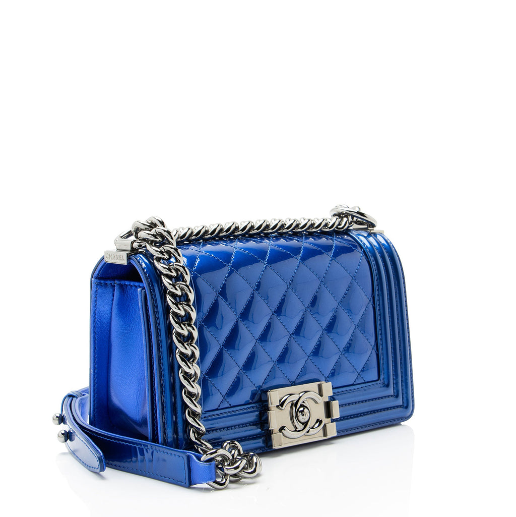 Chanel Metallic Patent Leather Small Boy Bag