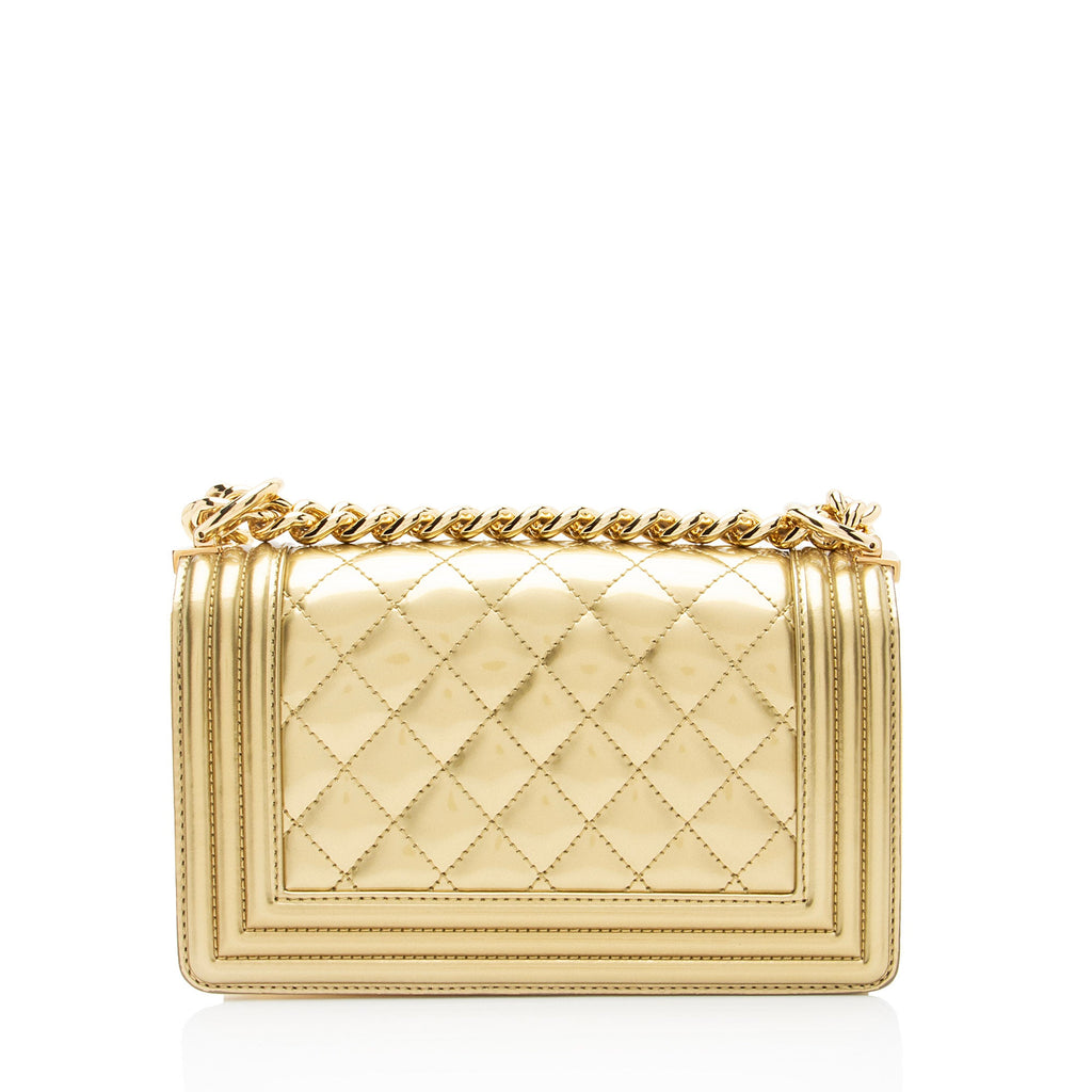 Chanel Metallic Patent Leather Small Boy Bag